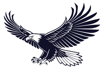 Fototapeta premium Majestic Navy Eagle with Wings Spread Wide, Soaring Bird, Wildlife, Avian Predator, Freedom