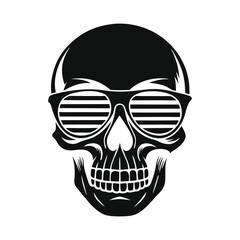 Cool Skull with Shutter Shades – Black and White Graphic Art, High Contrast