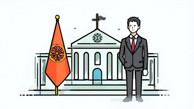 Consulate concept icon. Diplomatic mission. International organisation idea thin line illustration. Foreign country official representative. Vector isolated outline RGB color drawing