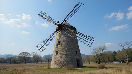 Old and nonoperational windmill in Korea