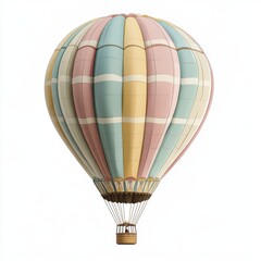 Naklejka premium A delicate and dreamy watercolor illustration of a hot air balloon in soft pastel colors is depicted in Pastel Watercolor Hot Air Balloon, evoking a sense of wonder and adventure