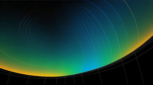 Subspace region shielded from noise wavefunction lines crossing unperturbed luminous arcs symbolizing stable states