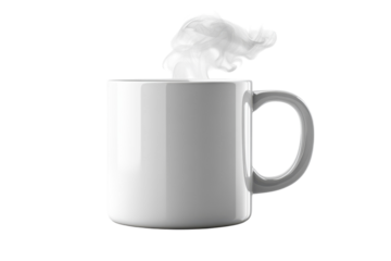 Warm steaming mug perfect for cozy mornings bright white ceramic clean simple design isolated on