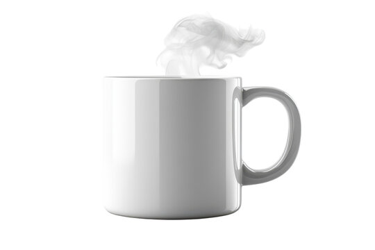 Warm steaming mug perfect for cozy mornings bright white ceramic clean simple design isolated on