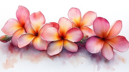 Elegant Watercolor Floral Plumeria Blossoms