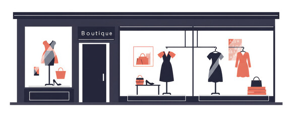 Fototapeta premium Elegant minimalist graphic illustration of a modern clothing boutique store facade