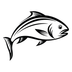Isolated Monochrome Fish Icon. Simple Black Design Of Swimming Marine Animal Design