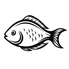 Stylized Fish Silhouette, Black and White Design, Aquatic Animal Outline, Isolated