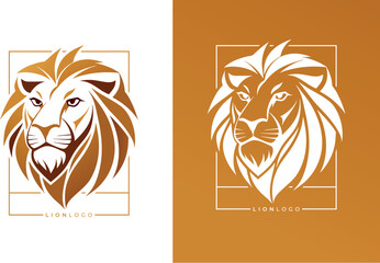 Minimalist golden lion logo design