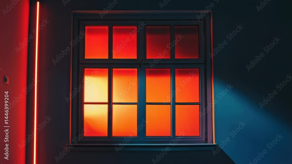 Aufkleber A window with a red light shining through, suitable for use in designs about attention or importance