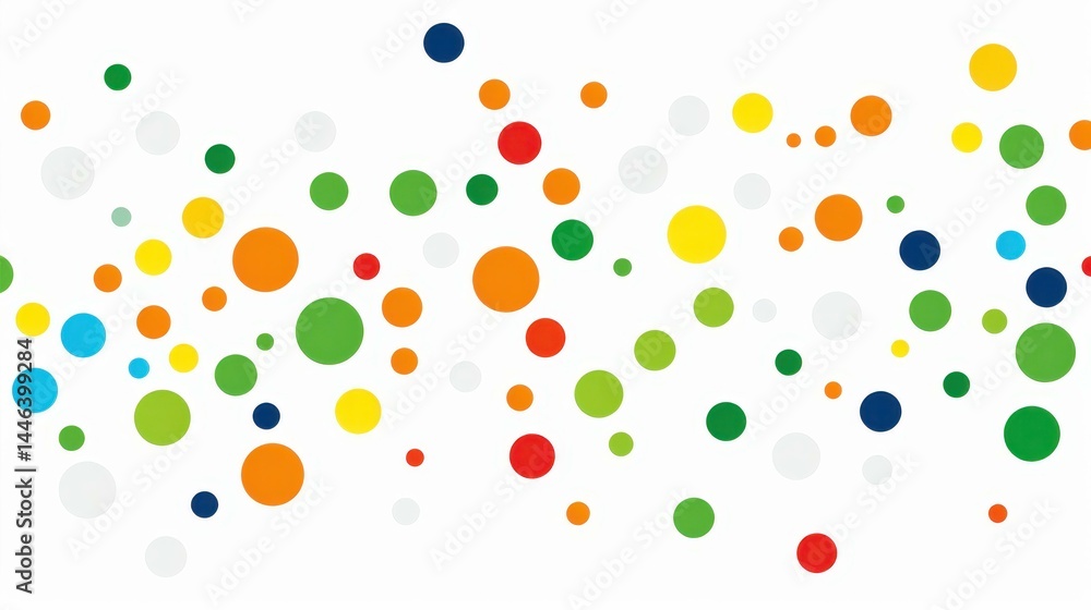 Poster vibrant abstract background features a playful pattern of multicolored circles, perfect for creative