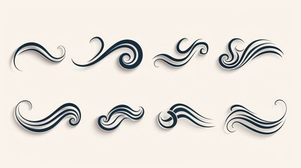 Fototapeta premium Elegant vintage swirl ornaments in line style, perfect for enhancing menus, wedding invites, and decorative elements.