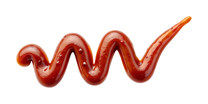 A vibrant squiggly streak of delicious barbecue sauce isolated on transparent background