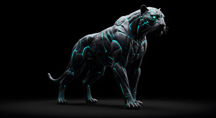 Obraz premium Cybernetic Panther: A Futuristic Big Cat