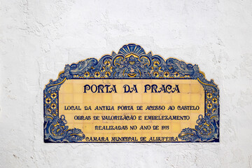 Highly decorated azulejo sign