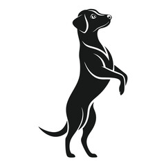 Sleek Silhouette of a Dog Standing on Hind Legs in Elegant Minimalist Style Black Color
