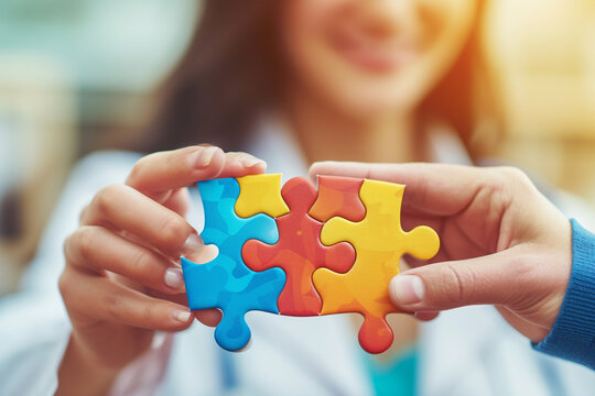 The puzzle pieces of mental and physical health bridge the gap between the two, creating a holistic approach to overall well being   