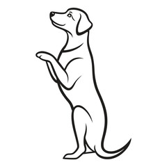 Outline Art of a Standing Dog With Paws Up, Pet Animal Concept, Isolated Design