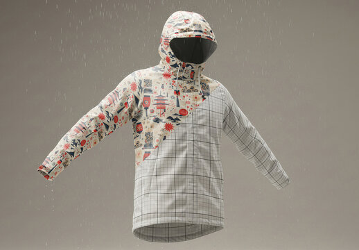 Floating Rain Jacket Realistic Mockup