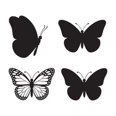 set of cute butterflies silhouette vector 
