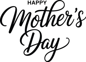 Elegant Black and White Calligraphic Mother's Day Typography Design – Minimalist Handwritten Script on White Background