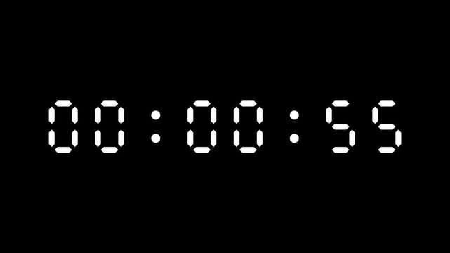 1 minute digital countdown timer suitable for presentations, websites, or videos to create urgency or emphasize time sensitive content