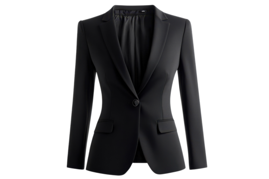 Elegant black women s blazer professional office wear crisp tailored fit single button classic style
