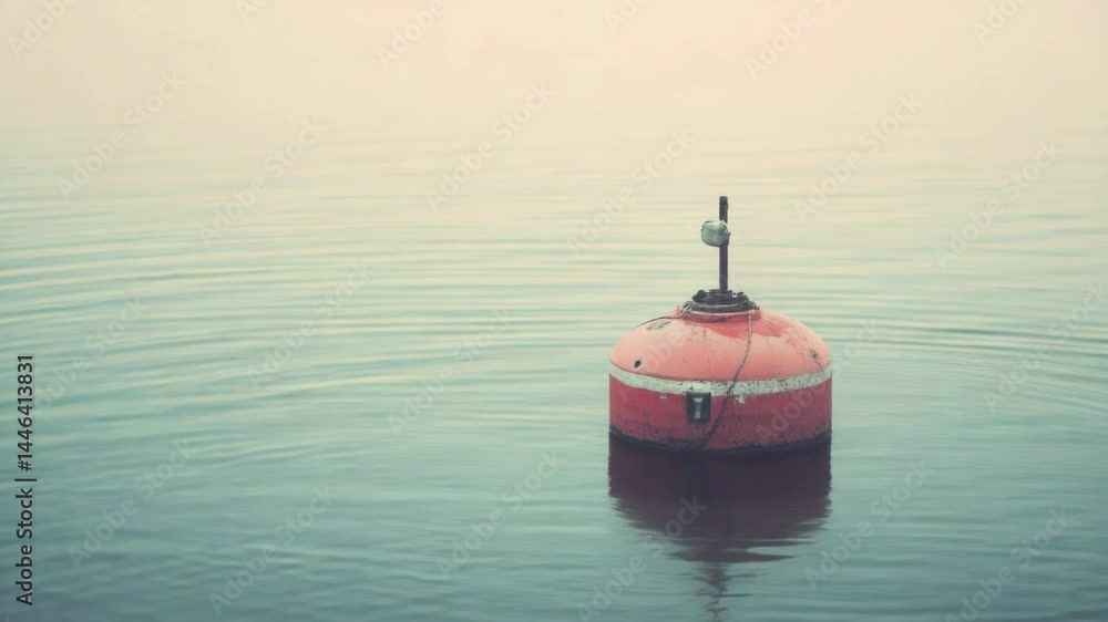 Poster a buoy floating in the middle of a body of water, suitable for use as a symbol or icon