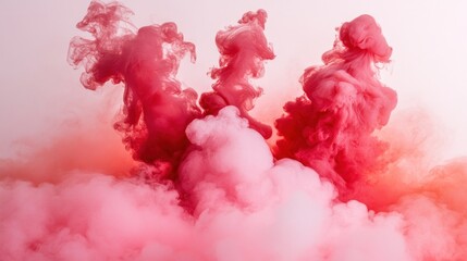 Fototapeta premium A vibrant display of swirling pink and white liquid paint clouds.
