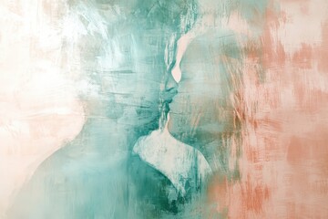 Fototapeta premium Abstract depiction of a tender couple's kiss.