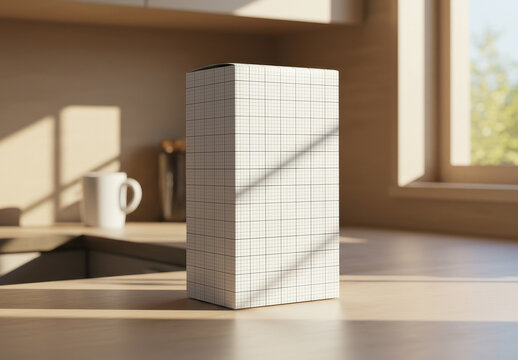 Vertical Box on Kitchen Morning Mockup