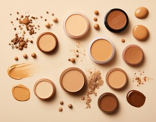 Obraz premium Makeup Powder and Liquid Foundation Assortment