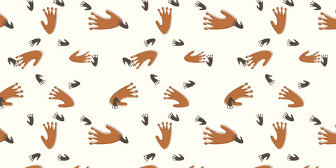 minimalist gorilla footprints, seamless pattern. animal footprints background for textile, fabric, wrapping and other