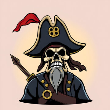 Pirate and corsair captain tricorn cartoon carnival hat. Caribbean buccaneer tricorn headwear, corsair captain hat or filibuster clothing vector accessory. Pirate or medieval sailor costume part