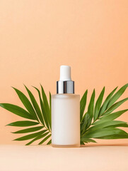 Cosmetic bottle with palm leaf