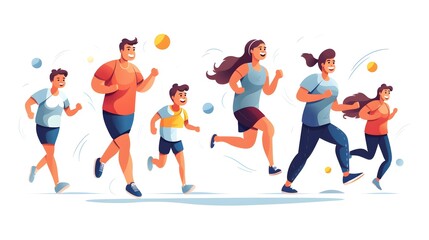 Fototapeta premium Active Family Participating in Sportive Activities Together Outdoors