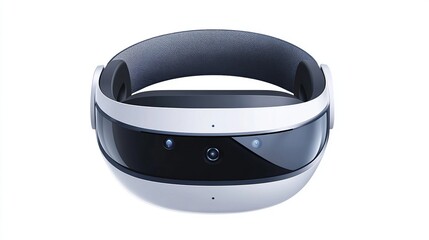 White VR headset with sensors.