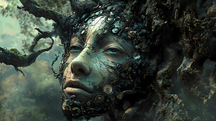 Obraz premium surreal forest portrait face