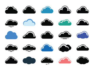 vector icon set features cloud symbols for weather forecast