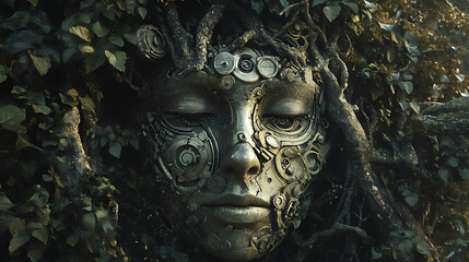 surreal forest portrait face