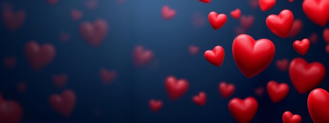 A bunch of red hearts floating in the air.