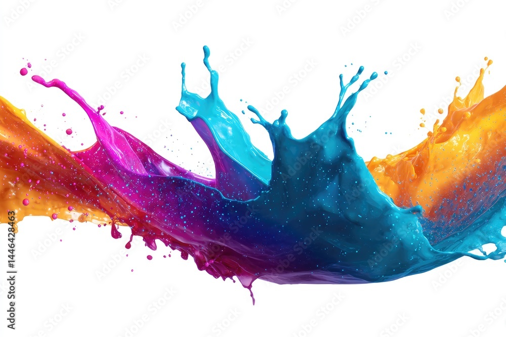 Poster vibrant paint splashes in a dynamic array.