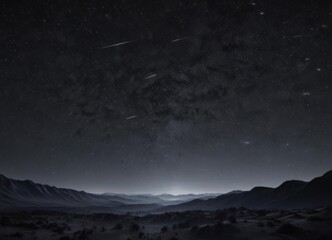 Vast, star-studded night sky; deep black canvas, countless twinkling stars ,  magical,  glitter,  starfield