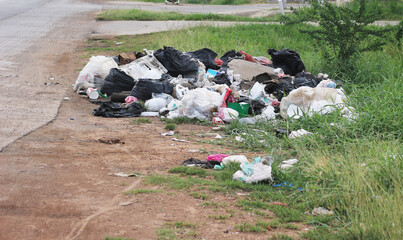 Garbage and Waste Littered on the Roadside