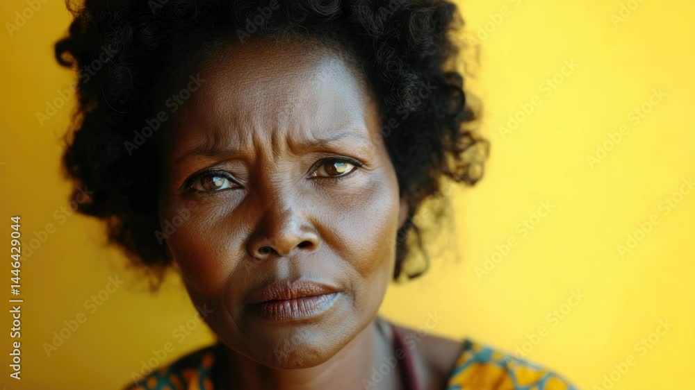 Poster portrait of a person showing worry or unease, suitable for use in illustrations about emotions, psyc
