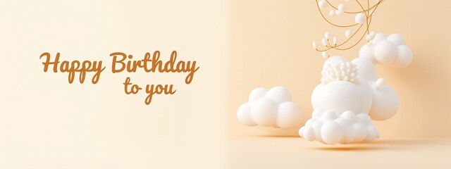 a white cloud with the words happy birthday to you written on it