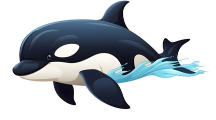Adorable Cartoon Baby Killer Whale Vector Illustration for Children's Book Covers