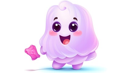 Adorable Friendly Ghost Holding Candy for Halloween Celebration and Spooky Decorations