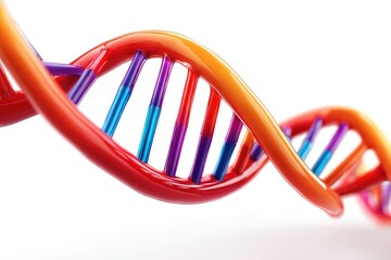 Colorful, 3d model of a twisting dna double helix.