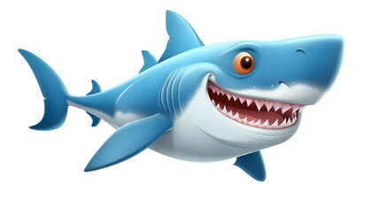 Vibrant Happy Shark Cartoon Vector Illustration for Various Graphic Designs